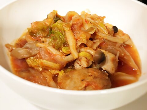 鶏肉とキャベツの和風トマト炒め